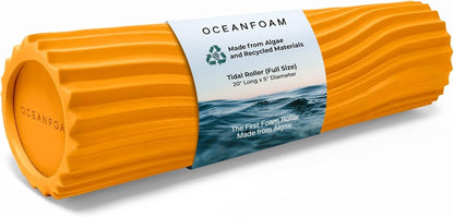 Tidal Roller - Natural - Muscle Massage Foam Roller for Back Pain & Stretching - Firm and Ergonomic Wide Wave Textured - Yoga, Athletics, & Wellness - Full Size, 20" x 5" - Colors B