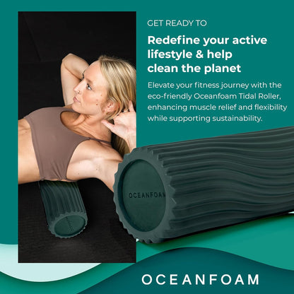 Tidal Roller - Natural - Muscle Massage Foam Roller for Back Pain & Stretching - Firm and Ergonomic Wide Wave Textured - Yoga, Athletics, & Wellness - Full Size, 20" x 5" - Colors B