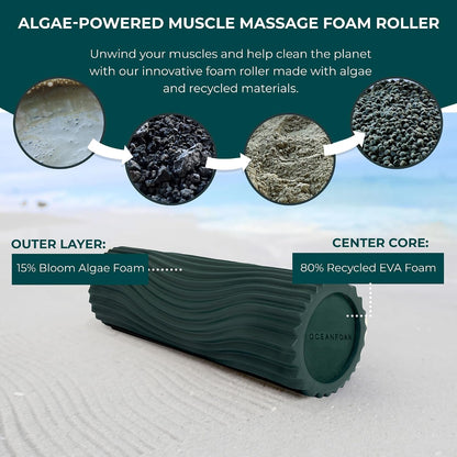 Tidal Roller - Natural - Muscle Massage Foam Roller for Back Pain & Stretching - Firm and Ergonomic Wide Wave Textured - Yoga, Athletics, & Wellness - Full Size, 20" x 5" - Colors B