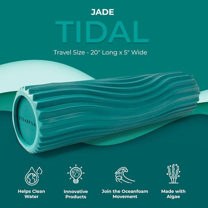 Tidal Roller - Natural - Muscle Massage Foam Roller for Back Pain & Stretching - Firm and Ergonomic Wide Wave Textured - Yoga, Athletics, & Wellness - Full Size, 20" x 5" - Colors B