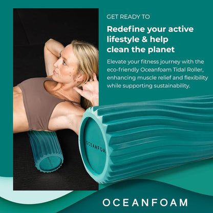 Tidal Roller - Natural - Muscle Massage Foam Roller for Back Pain & Stretching - Firm and Ergonomic Wide Wave Textured - Yoga, Athletics, & Wellness - Full Size, 20" x 5" - Colors B