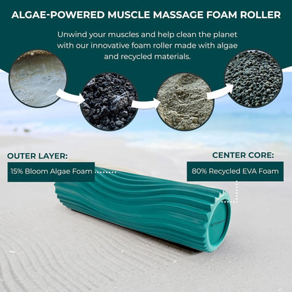 Tidal Roller - Natural - Muscle Massage Foam Roller for Back Pain & Stretching - Firm and Ergonomic Wide Wave Textured - Yoga, Athletics, & Wellness - Full Size, 20" x 5" - Colors B