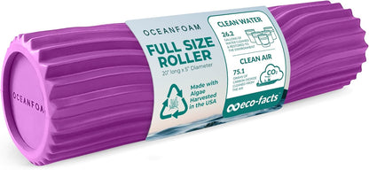 Tidal Roller - Natural - Muscle Massage Foam Roller for Back Pain & Stretching - Firm and Ergonomic Wide Wave Textured - Yoga, Athletics, & Wellness - Full Size, 20" x 5" - Colors B