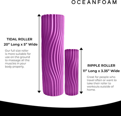 Tidal Roller - Natural - Muscle Massage Foam Roller for Back Pain & Stretching - Firm and Ergonomic Wide Wave Textured - Yoga, Athletics, & Wellness - Full Size, 20" x 5" - Colors B