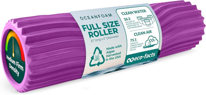 Tidal Roller - Natural - Muscle Massage Foam Roller for Back Pain & Stretching - Firm and Ergonomic Wide Wave Textured - Yoga, Athletics, & Wellness - Full Size, 20" x 5" - Colors B
