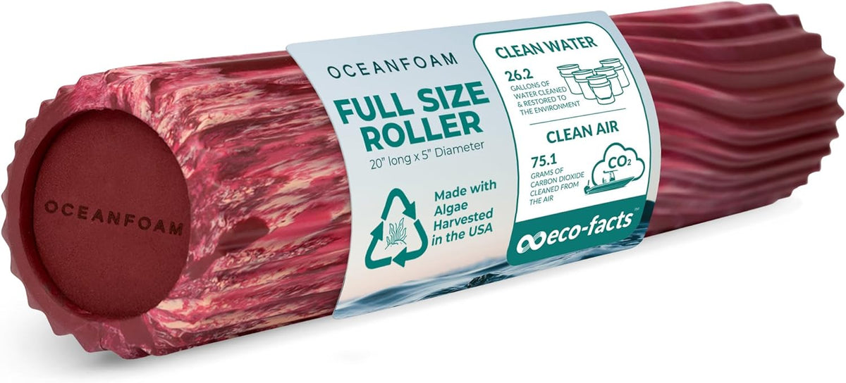 Tidal Roller - Natural - Muscle Massage Foam Roller for Back Pain & Stretching - Firm and Ergonomic Wide Wave Textured - Yoga, Athletics, & Wellness - Full Size, 20" x 5" - Colors B