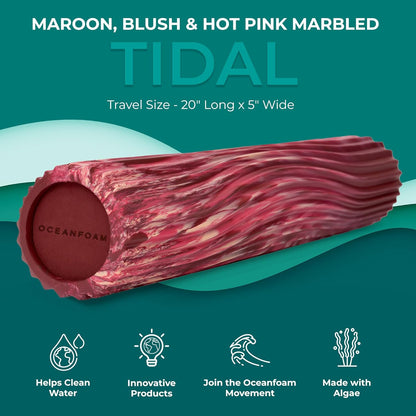 Tidal Roller - Natural - Muscle Massage Foam Roller for Back Pain & Stretching - Firm and Ergonomic Wide Wave Textured - Yoga, Athletics, & Wellness - Full Size, 20" x 5" - Colors B
