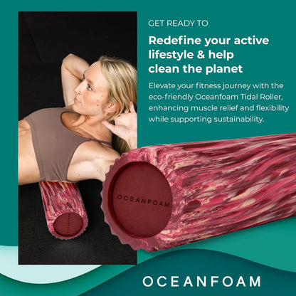 Tidal Roller - Natural - Muscle Massage Foam Roller for Back Pain & Stretching - Firm and Ergonomic Wide Wave Textured - Yoga, Athletics, & Wellness - Full Size, 20" x 5" - Colors B
