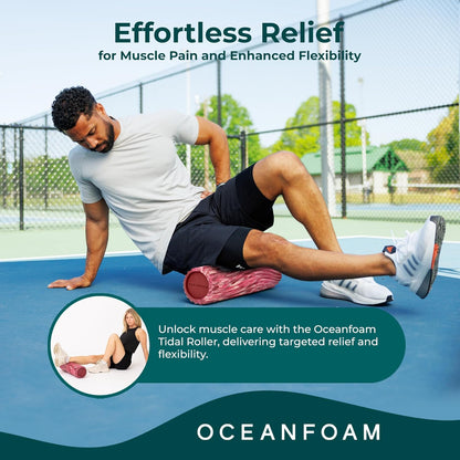 Tidal Roller - Natural - Muscle Massage Foam Roller for Back Pain & Stretching - Firm and Ergonomic Wide Wave Textured - Yoga, Athletics, & Wellness - Full Size, 20" x 5" - Colors B