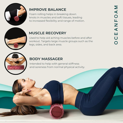 Tidal Roller - Natural - Muscle Massage Foam Roller for Back Pain & Stretching - Firm and Ergonomic Wide Wave Textured - Yoga, Athletics, & Wellness - Full Size, 20" x 5" - Colors B