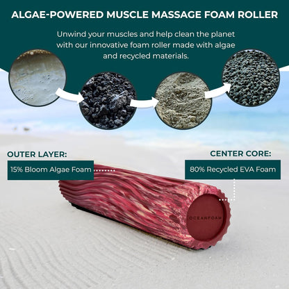 Tidal Roller - Natural - Muscle Massage Foam Roller for Back Pain & Stretching - Firm and Ergonomic Wide Wave Textured - Yoga, Athletics, & Wellness - Full Size, 20" x 5" - Colors B