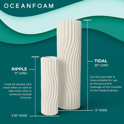 Tidal Roller - Natural - Muscle Massage Foam Roller for Back Pain & Stretching - Firm and Ergonomic Wide Wave Textured - Yoga, Athletics, & Wellness - Full Size, 20" x 5" - Colors B