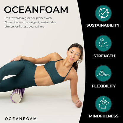 Tidal Roller - Natural - Muscle Massage Foam Roller for Back Pain & Stretching - Firm and Ergonomic Wide Wave Textured - Yoga, Athletics, & Wellness - Full Size, 20" x 5" - Colors B