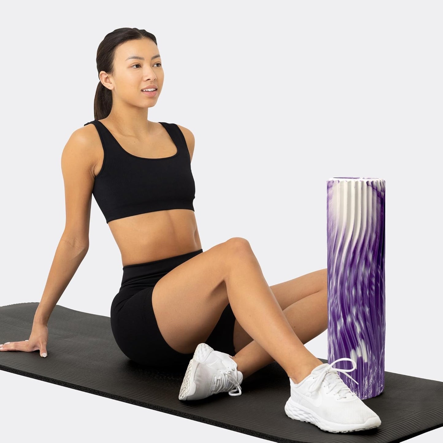 Tidal Roller - Natural - Muscle Massage Foam Roller for Back Pain & Stretching - Firm and Ergonomic Wide Wave Textured - Yoga, Athletics, & Wellness - Full Size, 20" x 5" - Colors B