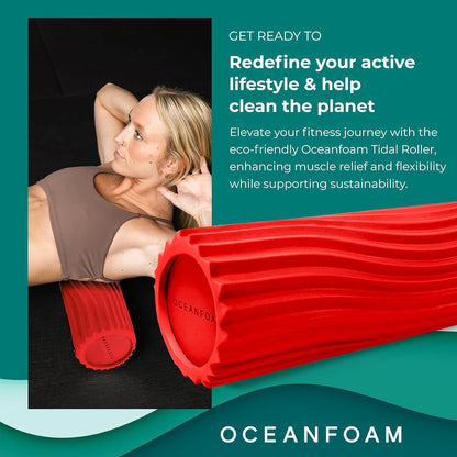 Tidal Roller - Natural - Muscle Massage Foam Roller for Back Pain & Stretching - Firm and Ergonomic Wide Wave Textured - Yoga, Athletics, & Wellness - Full Size, 20" x 5" - Colors B