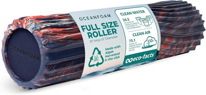 Tidal Roller - Natural - Muscle Massage Foam Roller for Back Pain & Stretching - Firm and Ergonomic Wide Wave Textured - Yoga, Athletics, & Wellness - Full Size, 20" x 5" - Colors B