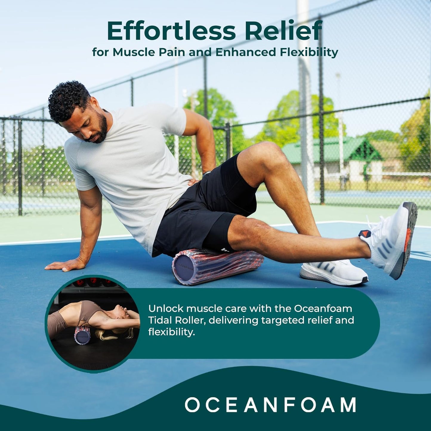 Tidal Roller - Natural - Muscle Massage Foam Roller for Back Pain & Stretching - Firm and Ergonomic Wide Wave Textured - Yoga, Athletics, & Wellness - Full Size, 20" x 5" - Colors B