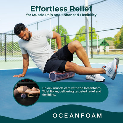 Tidal Roller - Natural - Muscle Massage Foam Roller for Back Pain & Stretching - Firm and Ergonomic Wide Wave Textured - Yoga, Athletics, & Wellness - Full Size, 20" x 5" - Colors B
