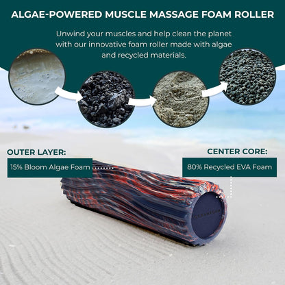 Tidal Roller - Natural - Muscle Massage Foam Roller for Back Pain & Stretching - Firm and Ergonomic Wide Wave Textured - Yoga, Athletics, & Wellness - Full Size, 20" x 5" - Colors B