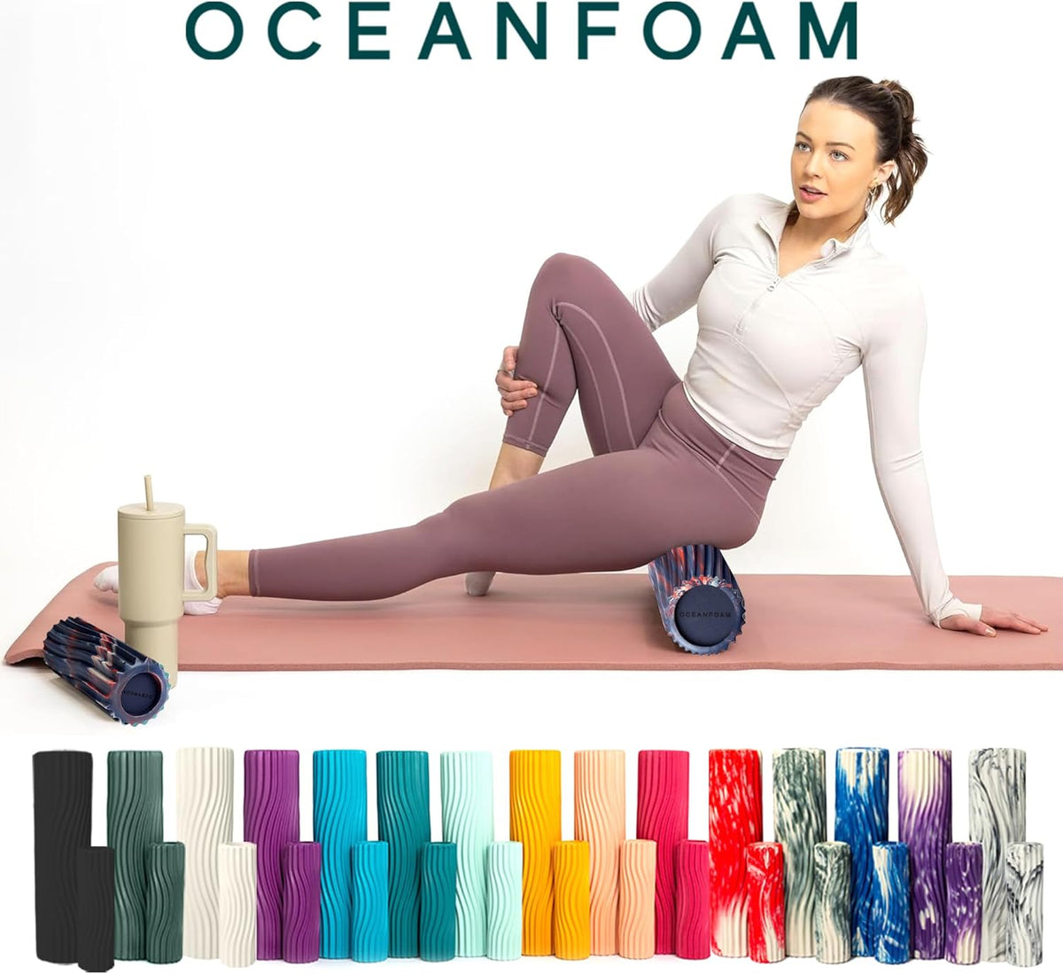 Tidal Roller - Natural - Muscle Massage Foam Roller for Back Pain & Stretching - Firm and Ergonomic Wide Wave Textured - Yoga, Athletics, & Wellness - Full Size, 20" x 5" - Colors B