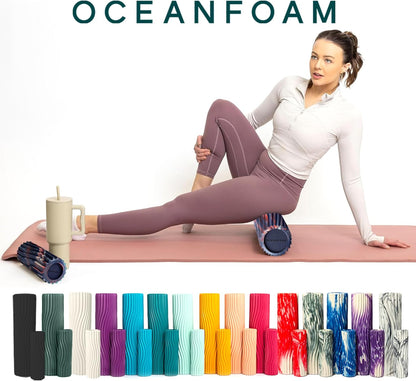 Tidal Roller - Natural - Muscle Massage Foam Roller for Back Pain & Stretching - Firm and Ergonomic Wide Wave Textured - Yoga, Athletics, & Wellness - Full Size, 20" x 5" - Colors B