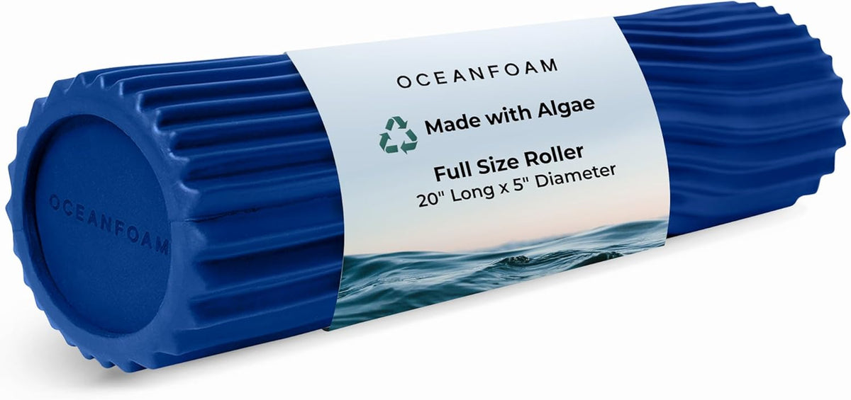 Tidal Roller - Natural - Muscle Massage Foam Roller for Back Pain & Stretching - Firm and Ergonomic Wide Wave Textured - Yoga, Athletics, & Wellness - Full Size, 20" x 5" - Colors B