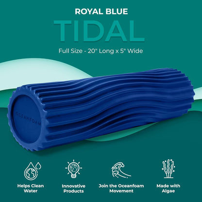 Tidal Roller - Natural - Muscle Massage Foam Roller for Back Pain & Stretching - Firm and Ergonomic Wide Wave Textured - Yoga, Athletics, & Wellness - Full Size, 20" x 5" - Colors B