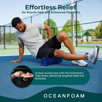 Tidal Roller - Natural - Muscle Massage Foam Roller for Back Pain & Stretching - Firm and Ergonomic Wide Wave Textured - Yoga, Athletics, & Wellness - Full Size, 20" x 5" - Colors B