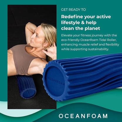 Tidal Roller - Natural - Muscle Massage Foam Roller for Back Pain & Stretching - Firm and Ergonomic Wide Wave Textured - Yoga, Athletics, & Wellness - Full Size, 20" x 5" - Colors B