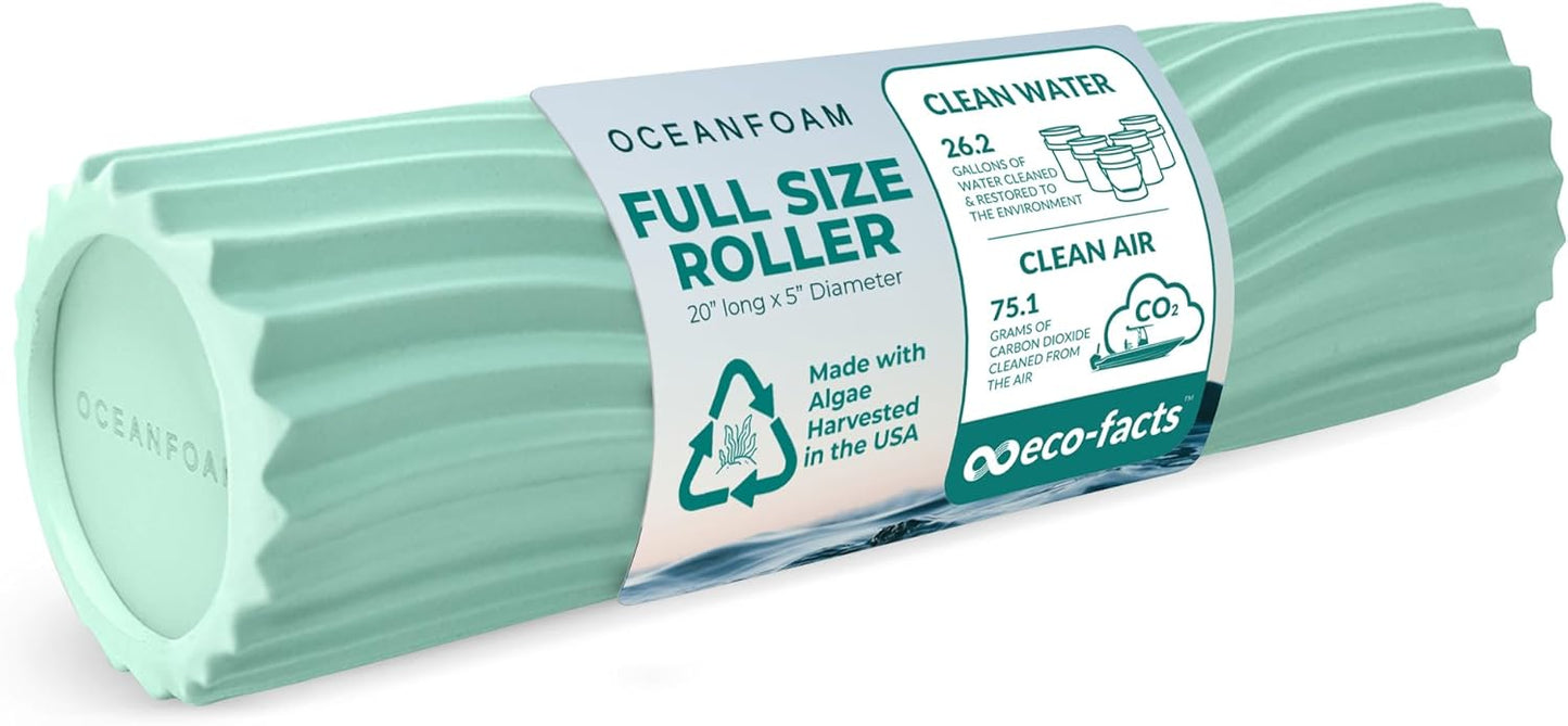 Tidal Roller - Natural - Muscle Massage Foam Roller for Back Pain & Stretching - Firm and Ergonomic Wide Wave Textured - Yoga, Athletics, & Wellness - Full Size, 20" x 5" - Colors B
