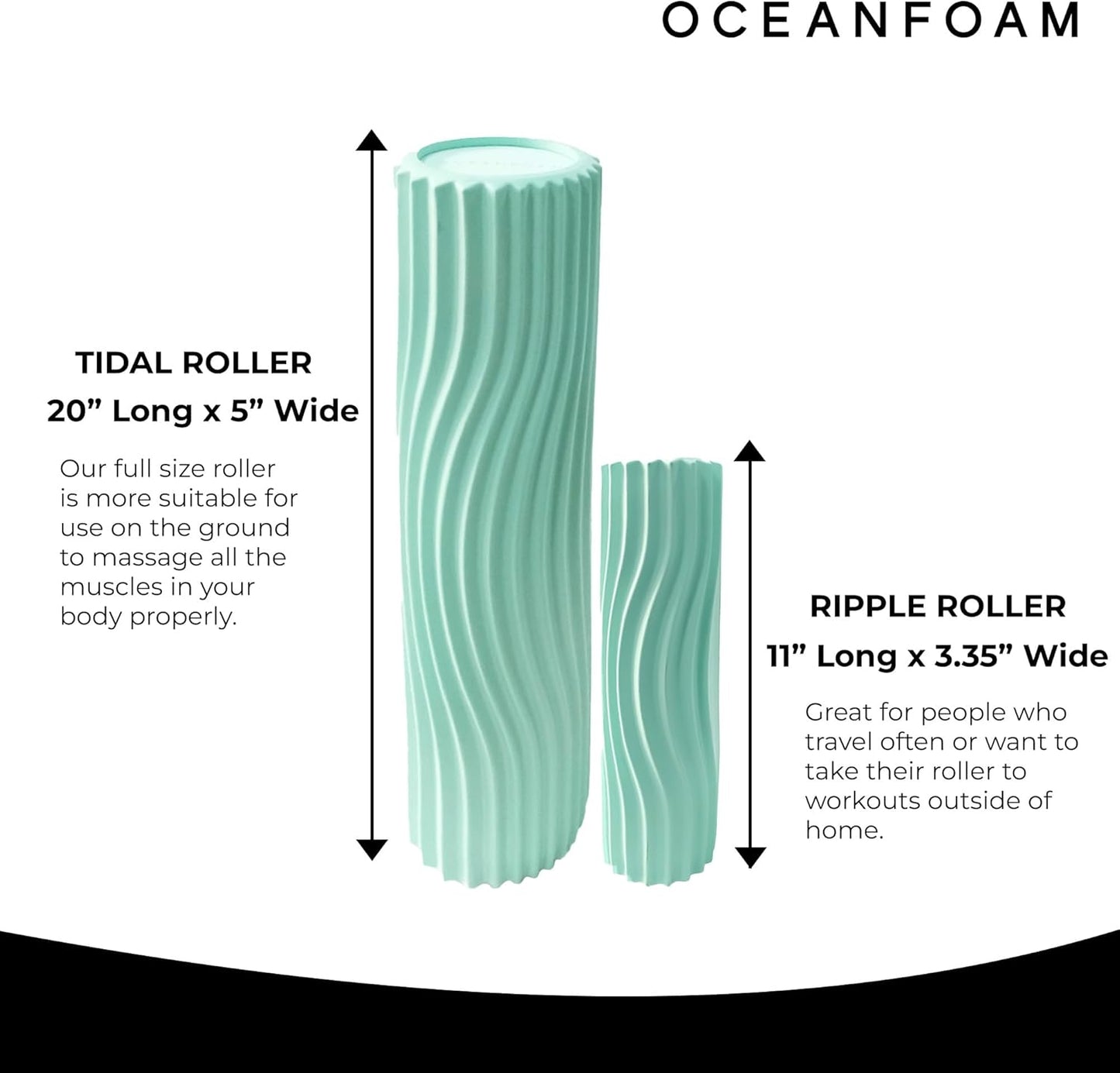 Tidal Roller - Natural - Muscle Massage Foam Roller for Back Pain & Stretching - Firm and Ergonomic Wide Wave Textured - Yoga, Athletics, & Wellness - Full Size, 20" x 5" - Colors B