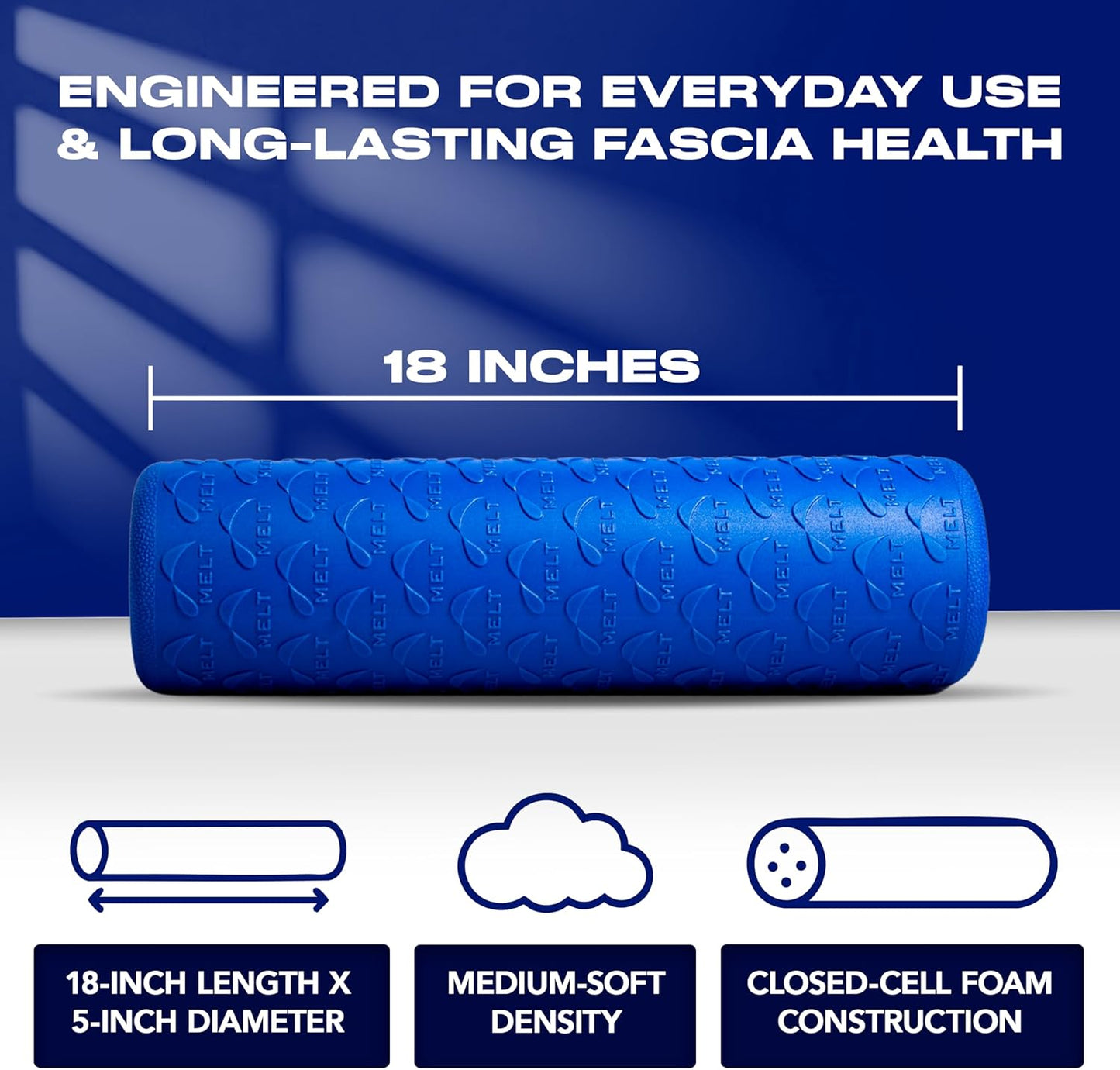 18 Inch Travel Soft Foam Roller- Half the Length of The MELT Full Body Roller
