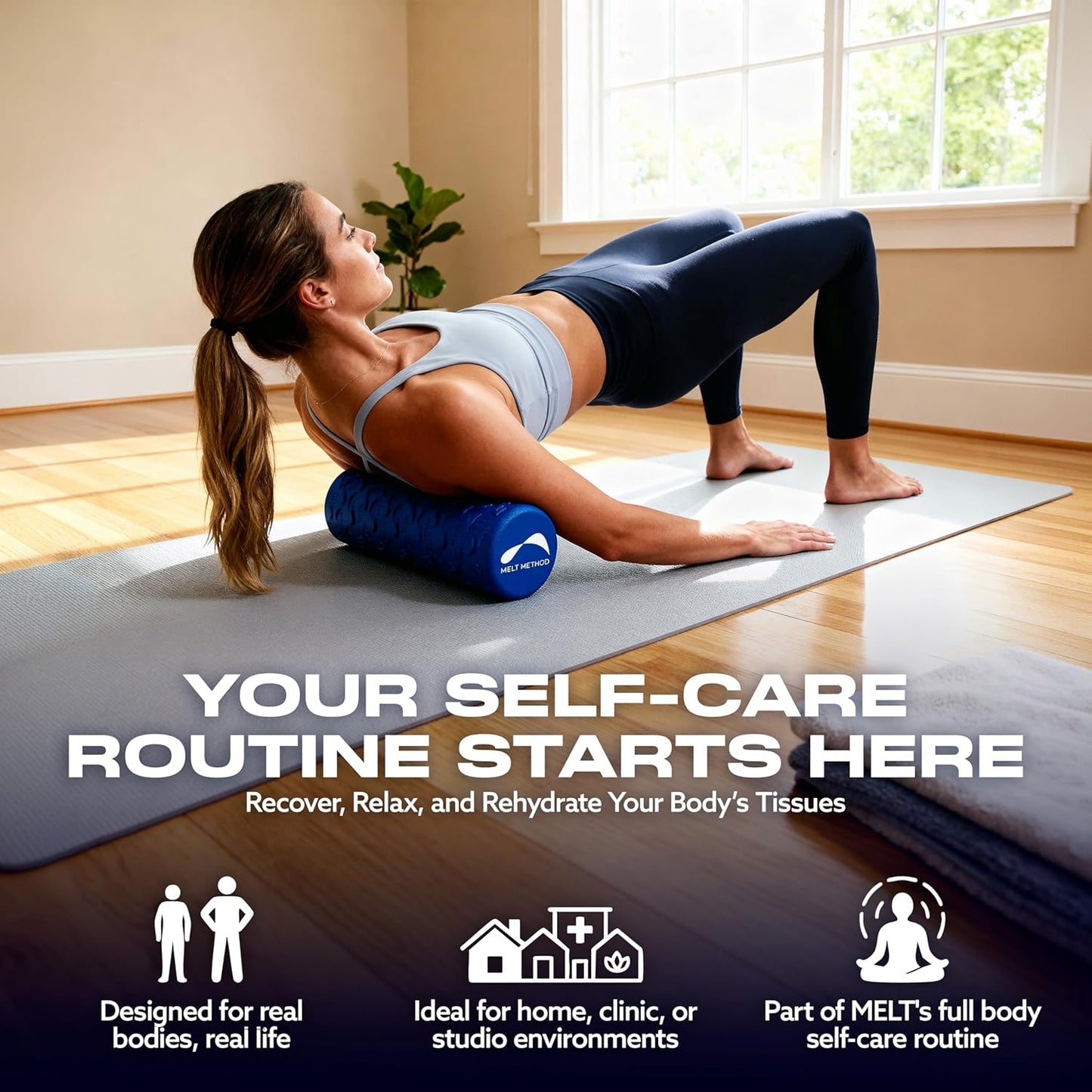 18 Inch Travel Soft Foam Roller- Half the Length of The MELT Full Body Roller