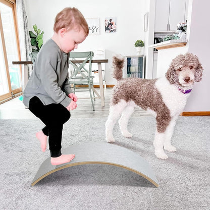 Wobble Balance Board, Wooden Montessori Toy Rocker Board Natural Wood Kids Toddler Open Ended Learning Toy Yoga Curvy Board for Adult Office Classroom Christmas Gifts