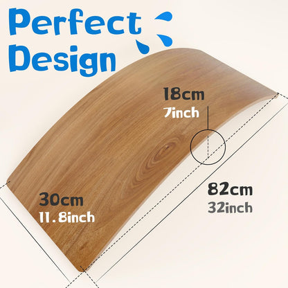 Wobble Balance Board, Wooden Montessori Toy Rocker Board Natural Wood Kids Toddler Open Ended Learning Toy Yoga Curvy Board for Adult Office Classroom Christmas Gifts