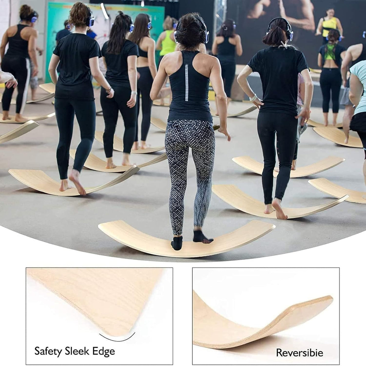 Wobble Balance Board, Wooden Montessori Toy Rocker Board Natural Wood Kids Toddler Open Ended Learning Toy Yoga Curvy Board for Adult Office Classroom Christmas Gifts