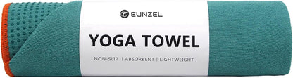 Hot Yoga Towel - Microfiber Non Slip Yoga Mat Towel with Grip Dot Sweat Absorbent Towel for Hot Yoga, Pilates and Fitness 72" x 24", Dark Cyan/Orange