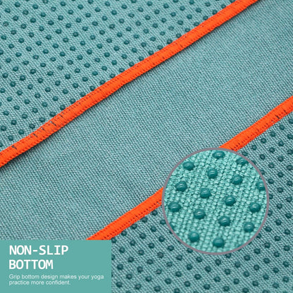 Hot Yoga Towel - Microfiber Non Slip Yoga Mat Towel with Grip Dot Sweat Absorbent Towel for Hot Yoga, Pilates and Fitness 72" x 24", Dark Cyan/Orange