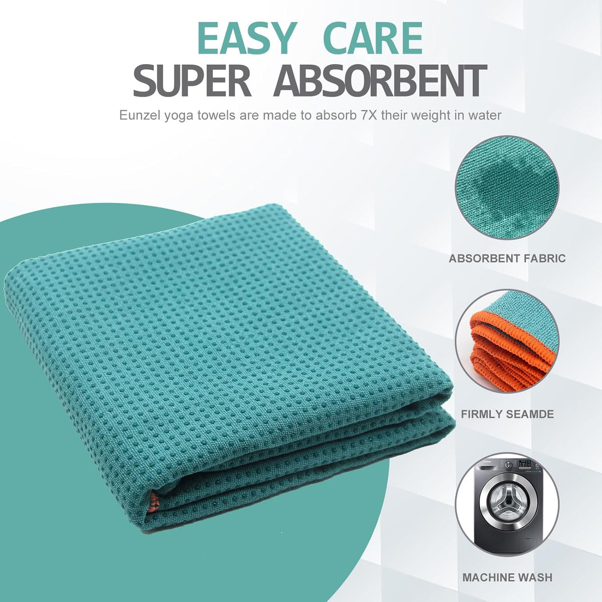 Hot Yoga Towel - Microfiber Non Slip Yoga Mat Towel with Grip Dot Sweat Absorbent Towel for Hot Yoga, Pilates and Fitness 72" x 24", Dark Cyan/Orange