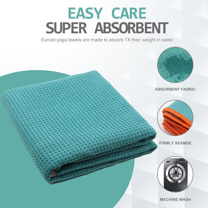 Hot Yoga Towel - Microfiber Non Slip Yoga Mat Towel with Grip Dot Sweat Absorbent Towel for Hot Yoga, Pilates and Fitness 72" x 24", Dark Cyan/Orange