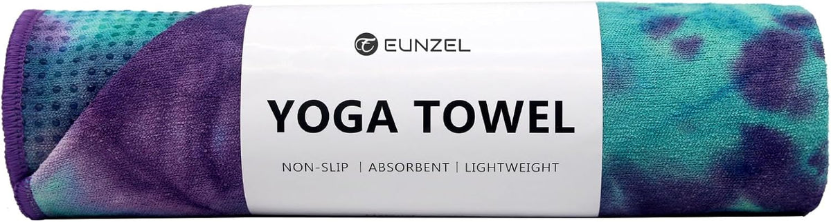 Hot Yoga Towel - Microfiber Non Slip Yoga Mat Towel with Grip Dot Sweat Absorbent Towel for Hot Yoga, Pilates and Fitness 72" x 24", Dark Cyan/Orange