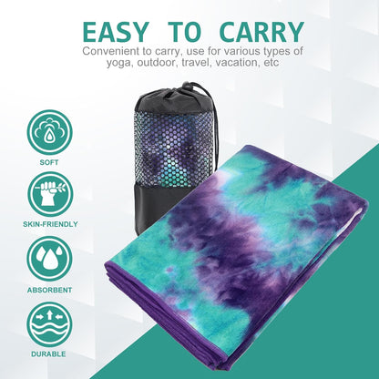 Hot Yoga Towel - Microfiber Non Slip Yoga Mat Towel with Grip Dot Sweat Absorbent Towel for Hot Yoga, Pilates and Fitness 72" x 24", Dark Cyan/Orange