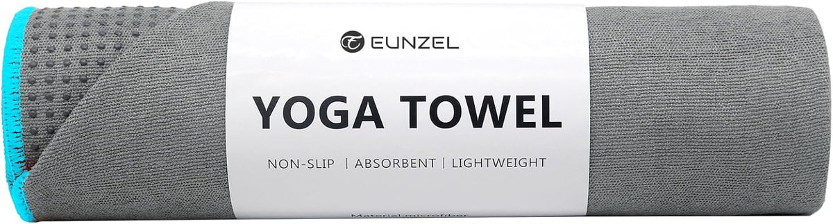 Hot Yoga Towel - Microfiber Non Slip Yoga Mat Towel with Grip Dot Sweat Absorbent Towel for Hot Yoga, Pilates and Fitness 72" x 24", Dark Cyan/Orange