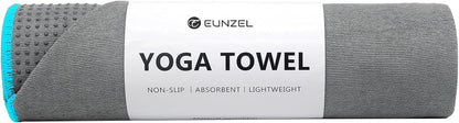 Hot Yoga Towel - Microfiber Non Slip Yoga Mat Towel with Grip Dot Sweat Absorbent Towel for Hot Yoga, Pilates and Fitness 72" x 24", Dark Cyan/Orange