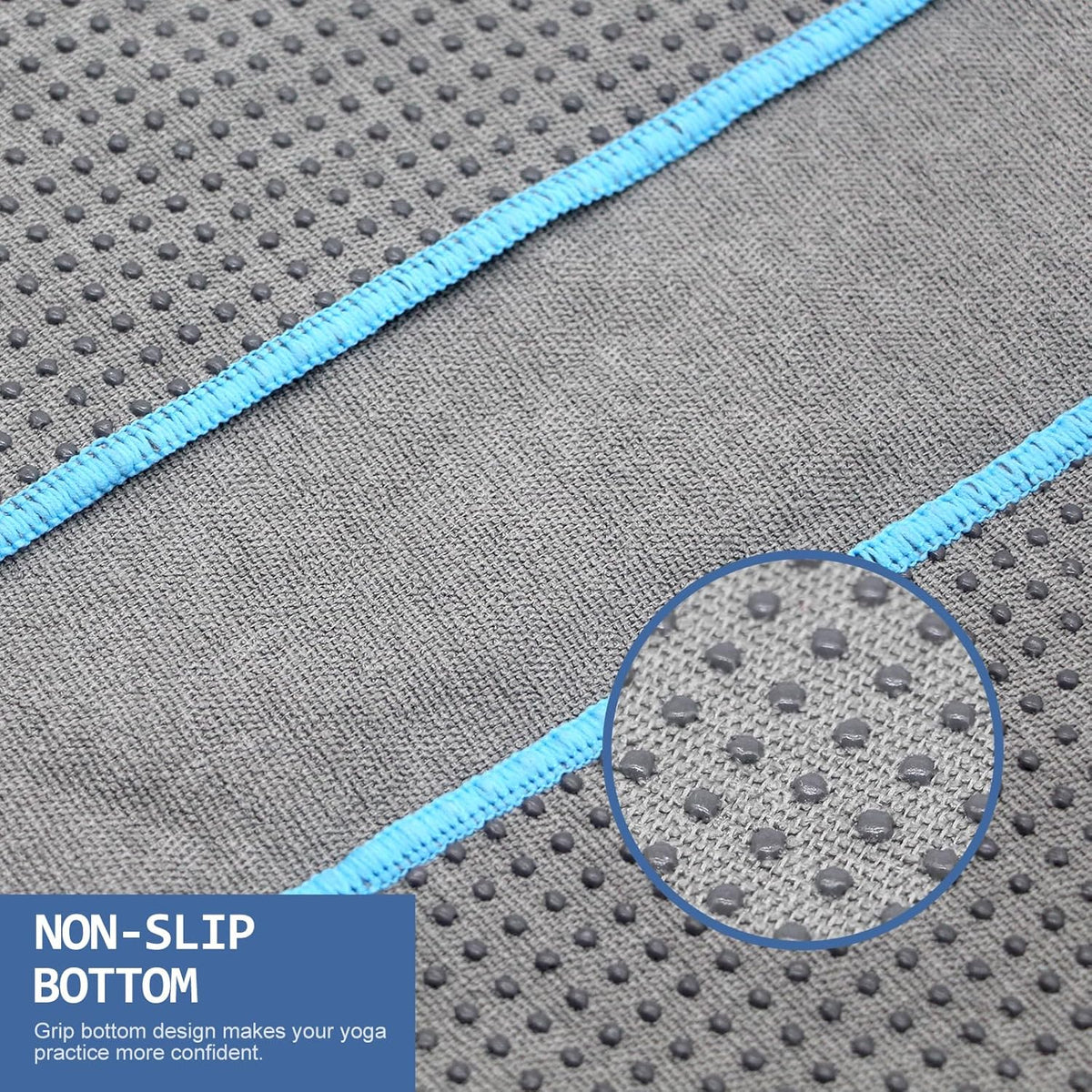 Hot Yoga Towel - Microfiber Non Slip Yoga Mat Towel with Grip Dot Sweat Absorbent Towel for Hot Yoga, Pilates and Fitness 72" x 24", Dark Cyan/Orange