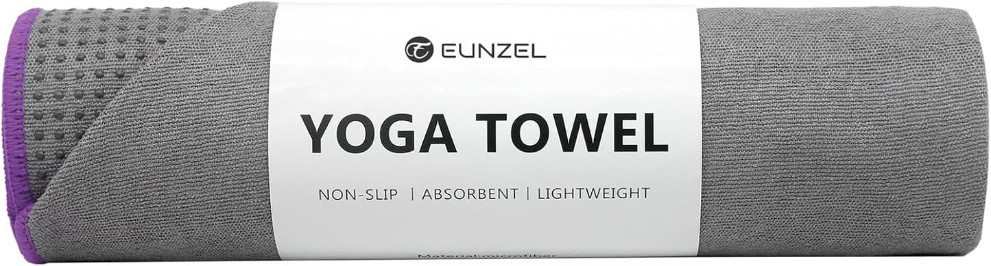 Hot Yoga Towel - Microfiber Non Slip Yoga Mat Towel with Grip Dot Sweat Absorbent Towel for Hot Yoga, Pilates and Fitness 72" x 24", Dark Cyan/Orange
