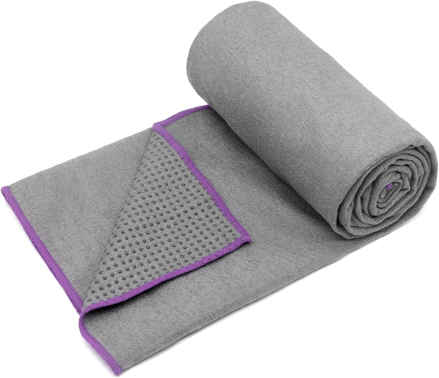 Hot Yoga Towel - Microfiber Non Slip Yoga Mat Towel with Grip Dot Sweat Absorbent Towel for Hot Yoga, Pilates and Fitness 72" x 24", Dark Cyan/Orange