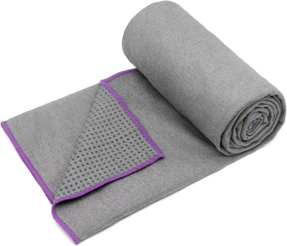 Hot Yoga Towel - Microfiber Non Slip Yoga Mat Towel with Grip Dot Sweat Absorbent Towel for Hot Yoga, Pilates and Fitness 72" x 24", Dark Cyan/Orange