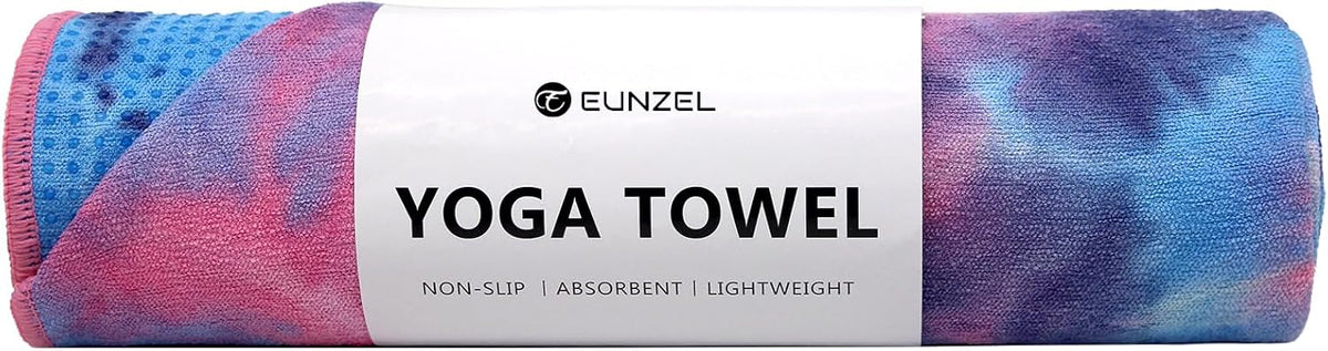 Hot Yoga Towel - Microfiber Non Slip Yoga Mat Towel with Grip Dot Sweat Absorbent Towel for Hot Yoga, Pilates and Fitness 72" x 24", Dark Cyan/Orange