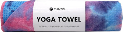 Hot Yoga Towel - Microfiber Non Slip Yoga Mat Towel with Grip Dot Sweat Absorbent Towel for Hot Yoga, Pilates and Fitness 72" x 24", Dark Cyan/Orange